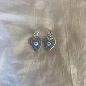 Evil eye heart shaped earrings
